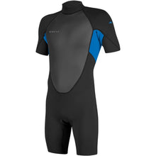Load image into Gallery viewer, ONEILL MENS REACTOR-2 2MM BACK ZIP SHORTY WETSUIT BLACK/OCEAN (NS)
