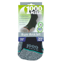 Load image into Gallery viewer, 1000MILE RUN ANKLET 21 REPREVE SINGLE LAYER SOCK BLACK TWIN PACK
