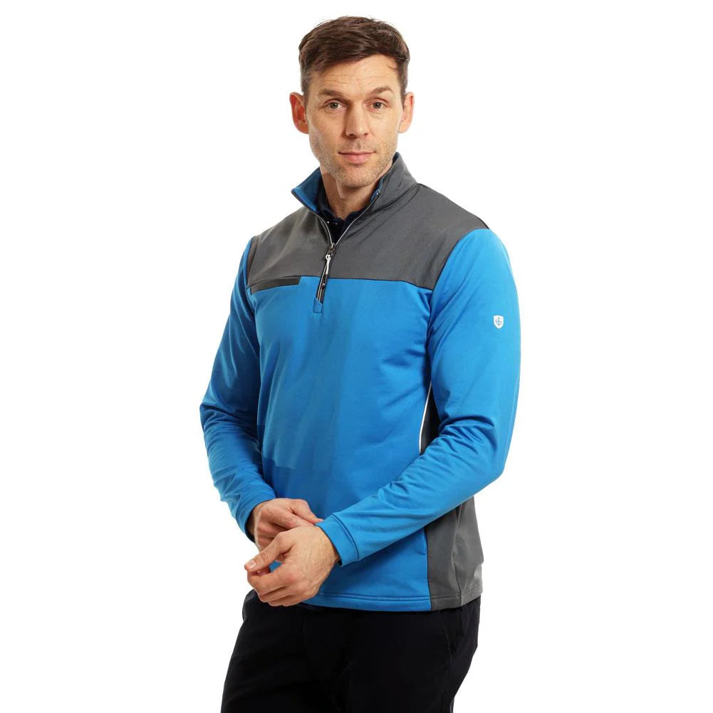 ISLAND GREEN MENS 1/4 ZIP TOP LAYER MID BLUE/CHARCOAL