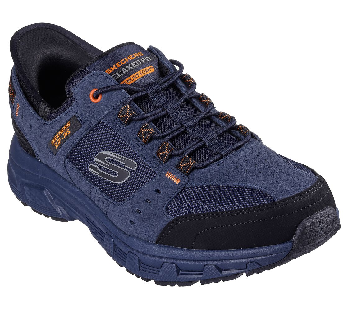 SKECHER MENS OAK CANYON SLIP IN NAVY ORANGE