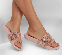 Load image into Gallery viewer, SKECHERS WOMENS POP UP NEW SPARKLE SLIDE ROSE
