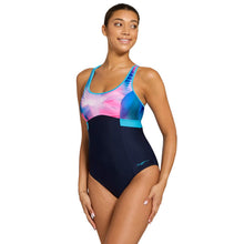 Load image into Gallery viewer, ZOGGS WOMENS FLASHDRIVE  DOKOTA PRINTED CROSSBACK COSTUME BLUE/PINK
