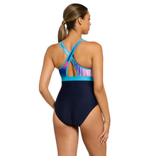 Load image into Gallery viewer, ZOGGS WOMENS FLASHDRIVE  DOKOTA PRINTED CROSSBACK COSTUME BLUE/PINK
