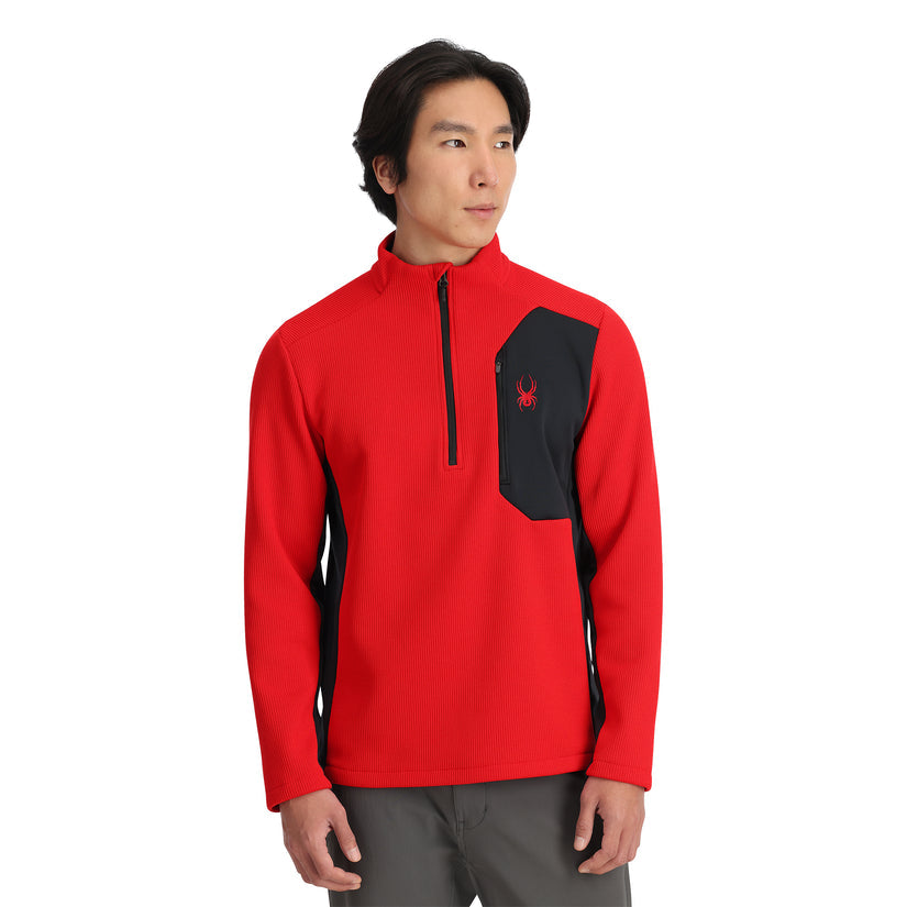 SPYDER MENS BANDIT 1 2 ZIP MIDLAYER RED