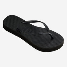 Load image into Gallery viewer, HAVAIANAS LADIES SLIM FLATFORM BLACK FLIP FLOPS
