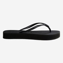 Load image into Gallery viewer, HAVAIANAS LADIES SLIM FLATFORM BLACK FLIP FLOPS
