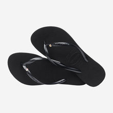 Load image into Gallery viewer, HAVAIANAS LADIES SLIM CRYSTAL SW II BLACK FLIP FLOPS
