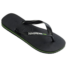 Load image into Gallery viewer, HAVAIANAS MENS BRASIL LOGO FLIP FLOPS BLACK
