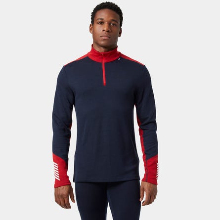 HELLY HANSEN MENS LIFA MERINO MIDWEIGHT 1/2 ZIP BASE LAYER NAVY