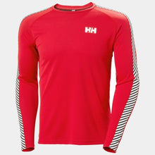 Load image into Gallery viewer, HELLY HANSEN MENS LIFA ACTIVE STRIPE CREW BASE LAYER RED

