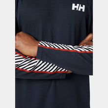 Load image into Gallery viewer, HELLY HANSEN MENS LIFA ACTIVE STRIPE CREW BASE LAYER NAVY
