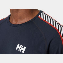 Load image into Gallery viewer, HELLY HANSEN MENS LIFA ACTIVE STRIPE CREW BASE LAYER NAVY
