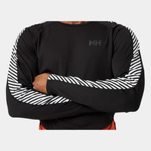Load image into Gallery viewer, HELLY HANSEN MENS LIFA ACTIVE STRIPE CREW BASE LAYER BLACK
