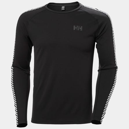 HELLY HANSEN MENS LIFA ACTIVE STRIPE CREW BASE LAYER BLACK