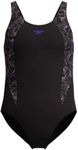 Load image into Gallery viewer, SPEEDO GIRLS HYPERBOOM SPLICE MUSCLE BACK ONE PIECE BLACK/ORANGE
