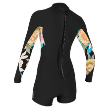 Load image into Gallery viewer, ONEILL WOMENS BAHIA 2/1MM LONG ARM SHORTY BLACK MIKAH FLORAL

