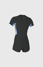 Load image into Gallery viewer, ONEILL WOMENS BAHIA 2/1MM FRONT ZIP SHORT SLEEVE SPRING WETSUIT BLACK/BLUE
