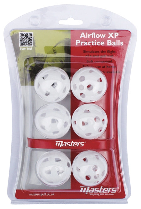 MASTERS AIRFLOW PRACTICE BALLS WHITE PACK OF 6