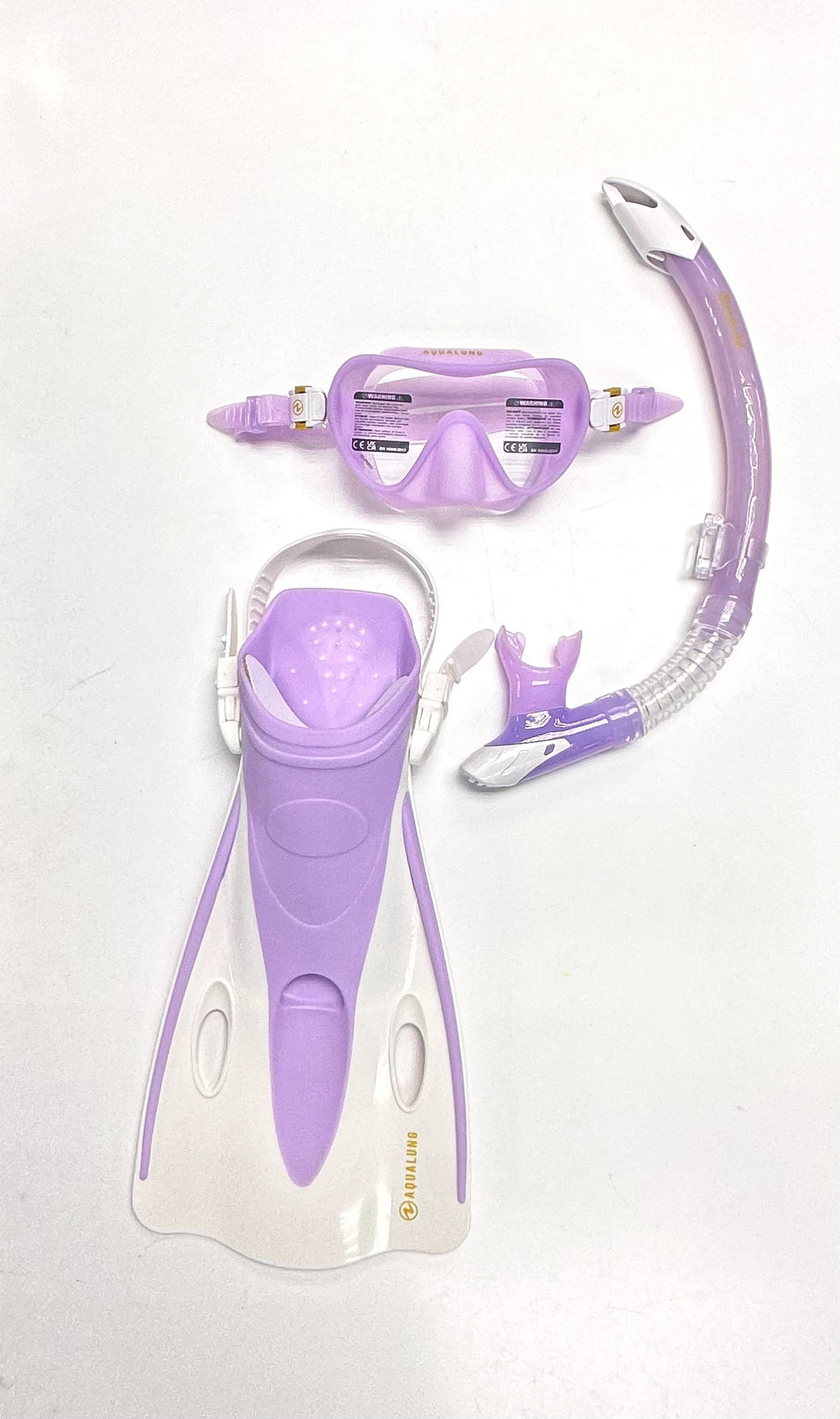 AQUALUNG NABUL MASK AND SNORKEL SET WITH FINS - PURPLE/WHITE