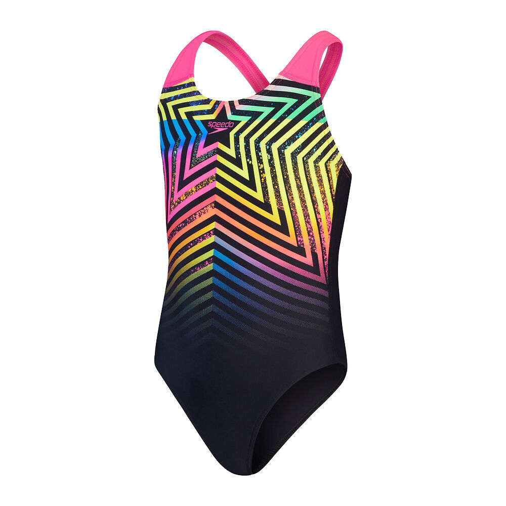 SPEEDO GIRLS DIGITAL PLACEMENT SPLASHBACK BLACK/PINK