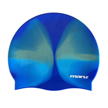 Load image into Gallery viewer, MARU SILICONE SWIM CAP BLUE/YELLOW/LBLUE
