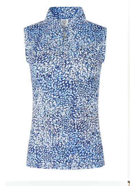 PURE GOLF WOMENS RISE SLEEVELESS POLO SHIRT - PEARDROP SAPPHIRE