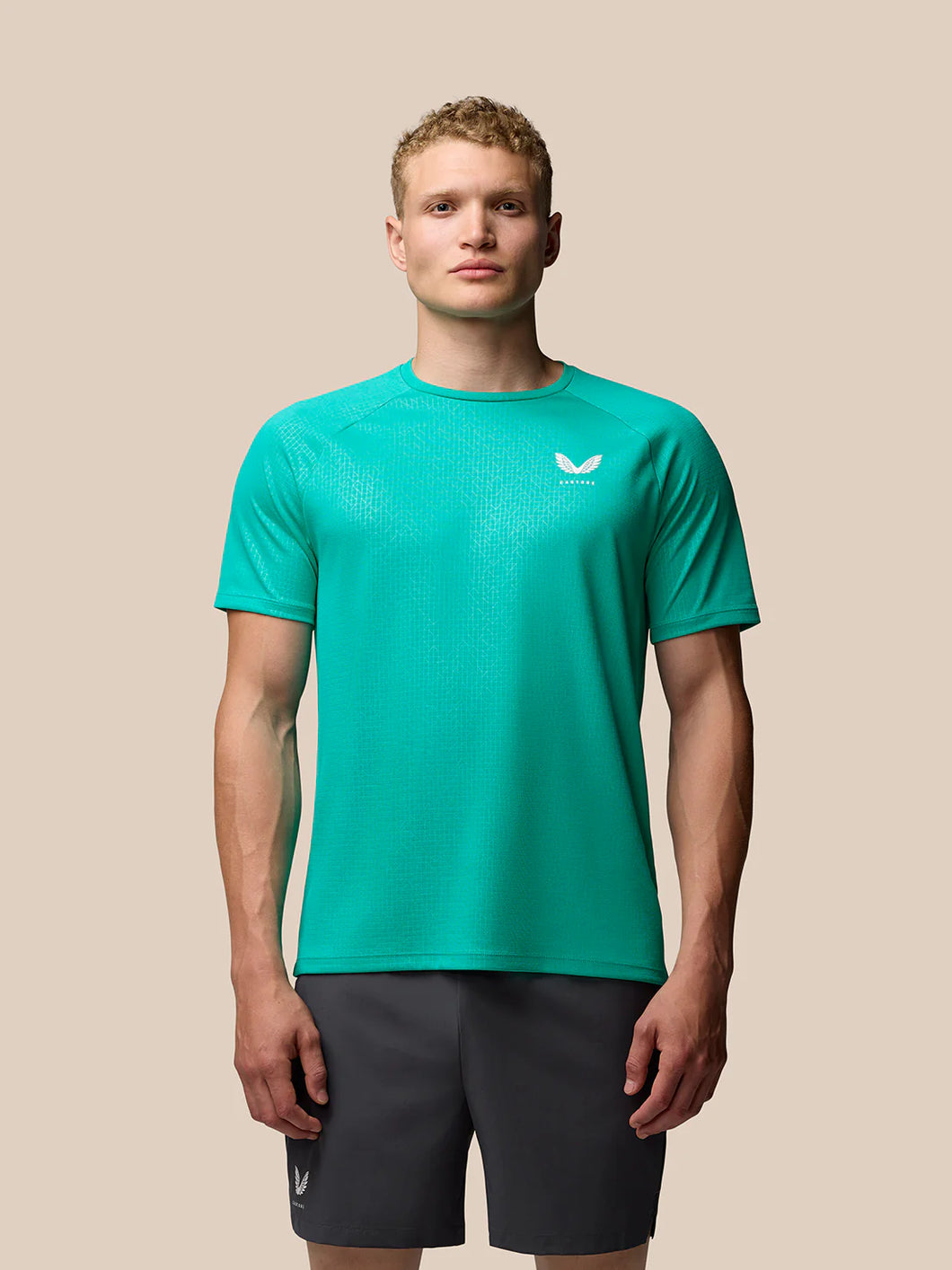CASTORE MENS ADAPT AOP TRAINING  T-SHIRT AQUA/ WHITE