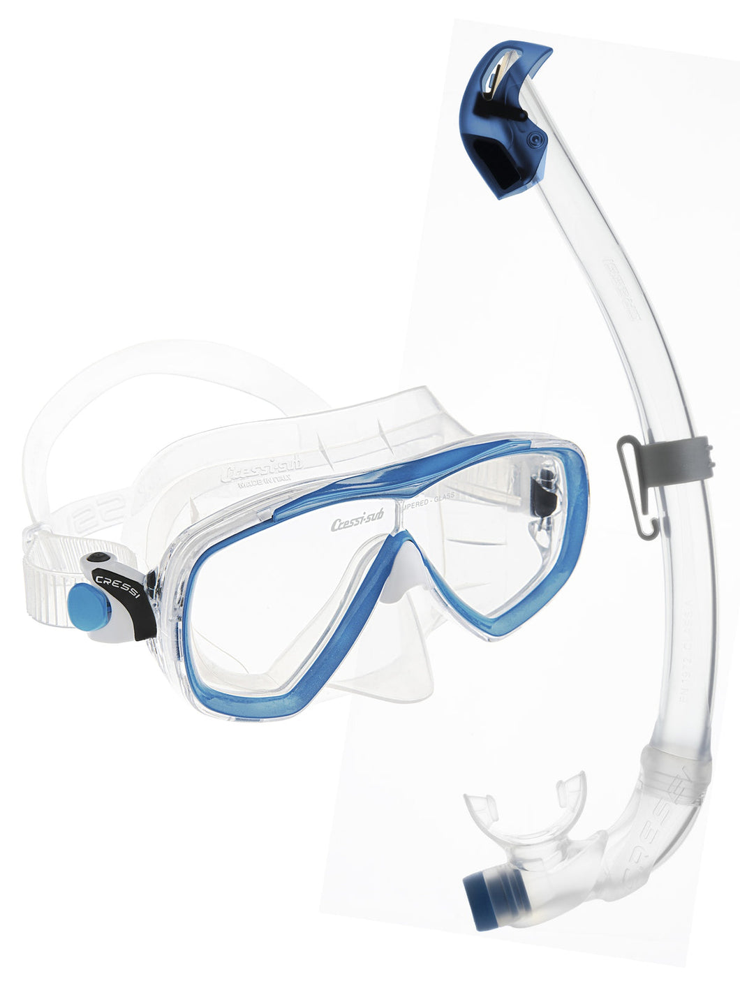 CRESSI ESTRELLA +SEAL DRY MASK/SNORKEL COMBO SENIOR CLEAR/AZURE