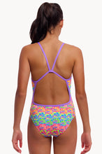 Load image into Gallery viewer, FUNKITA GIRLS SINGLE STRAP ONE PIECE SWIMMING COSTUME JIG JAG
