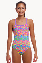 Load image into Gallery viewer, FUNKITA GIRLS SINGLE STRAP ONE PIECE SWIMMING COSTUME JIG JAG
