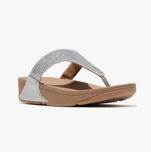 Load image into Gallery viewer, FITFLOP LULU CRYSTAL EMBELLISHED TOE POST SANDALS STEELED SILVER
