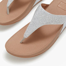Load image into Gallery viewer, FITFLOP LULU CRYSTAL EMBELLISHED TOE POST SANDALS STEELED SILVER

