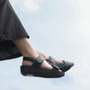 FITFLOP LULU ADJUSTABLE LEATHER BACK STRAP SANDALS BLACK