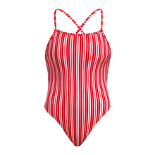 Load image into Gallery viewer, FUNKITA LADIES TIE ME TIGHT 1 PIECE SWIMSUIT CANDY MAN RED/WHITE
