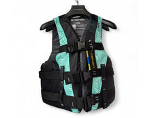 Load image into Gallery viewer, OBRIEN 3 BUCKLE PROMO BUOYANCY AID BLACK AQUA SMALL/MEDIUM

