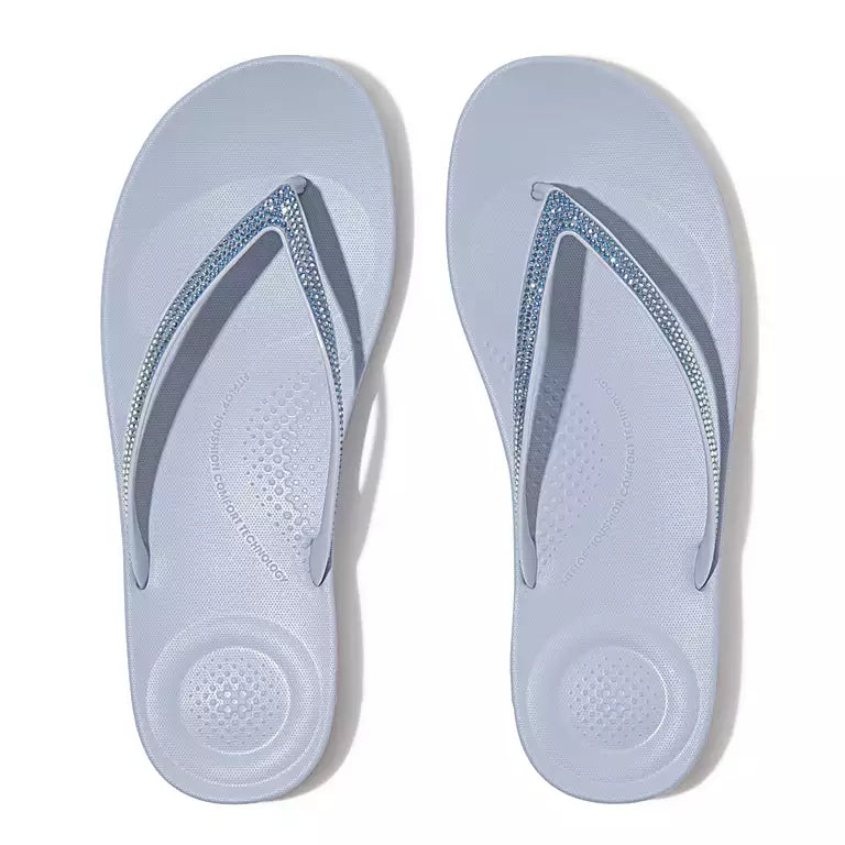 FITFLOP IQUSHION OMBRE SPARKLE FLIP-FLOPS SKYWASH BLUE