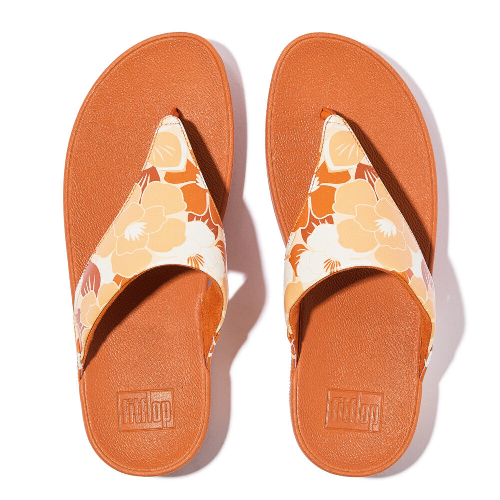 FITFLOP LULU FLOWERZ LEATHER TOE POST PEACHY MIX 3