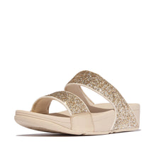 Load image into Gallery viewer, FITFLOP LULU MULTI-TONAL GLITTER SLIDES PLATINO/SILVER
