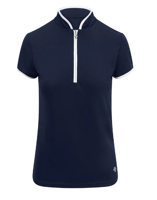 PURE GOLF WOMENS BLOOM CAP SLEEVE POLO SHIRT - NAVY