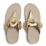 Load image into Gallery viewer, FITFLOP LULU FLOWER TOE POST SANDALS PLATINO
