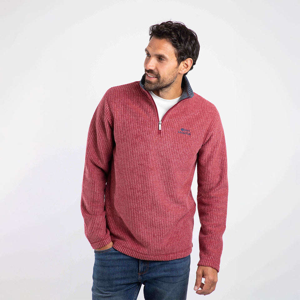 WEIRD FISH MENS NEWARK 1/4 ZIP FLEECE RHUBARB