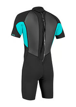 Load image into Gallery viewer, ONEILL KIDS REACTOR-2 2MM SHORTY WESTUIT BLACK/AQUA
