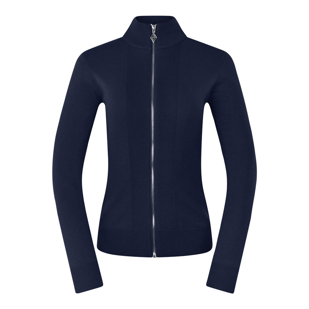 PURE GOLF BLAIR FULL ZIP LINED CARDIGAN NAVY