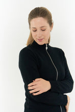 Load image into Gallery viewer, PURE GOLF BLAIR FULL ZIP LINED CARDIGAN BLACK
