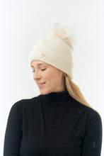 Load image into Gallery viewer, PURE GOLF GRETA WATERPROOF BOBBLE HAT CHAMPAGNE
