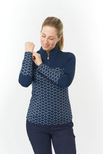 Load image into Gallery viewer, PURE GOLF AMANDA LADIES LONG SLEEVE POLO DUSK NAVY
