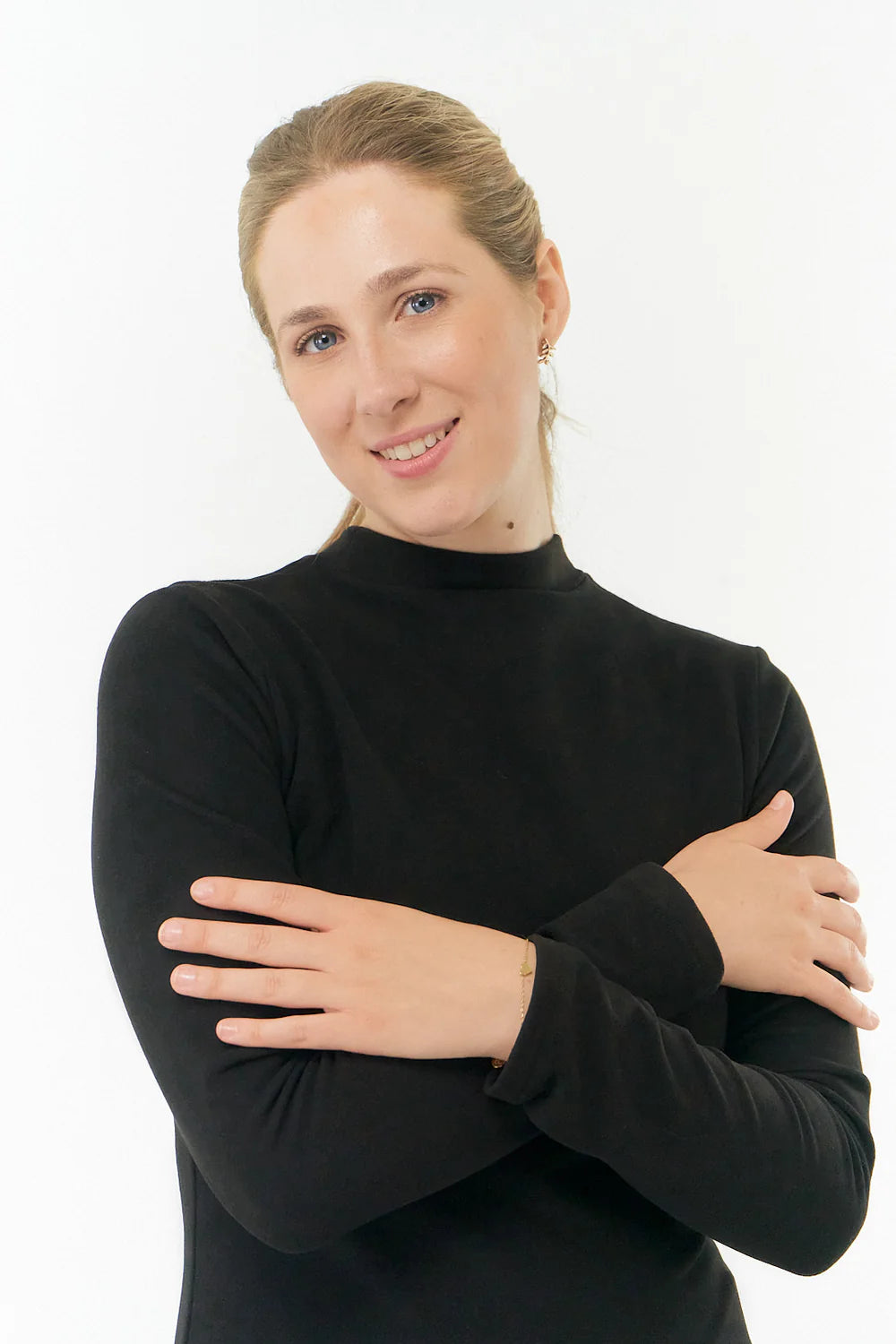 PURE GOLF  OLWEN MOCK NECK TOP BLACK