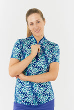Load image into Gallery viewer, PURE GOLF ELLEN SHORT SLEEVE POLO SHIRT FLOATING PALMS YALE
