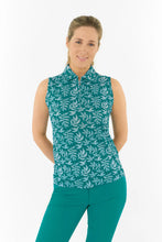 Load image into Gallery viewer, PURE GOLF AMITY SLEEVELESS POLO TEAL FRONDESCENCE
