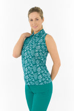 Load image into Gallery viewer, PURE GOLF AMITY SLEEVELESS POLO TEAL FRONDESCENCE
